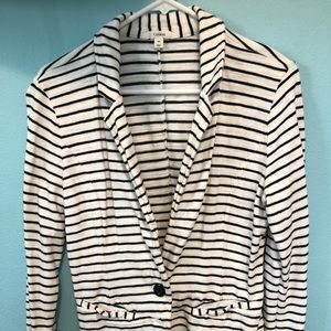 Black and white striped stretch blazer